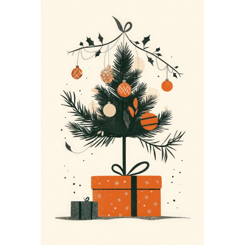 Tableau sur toile sapin noël 30x45 cm