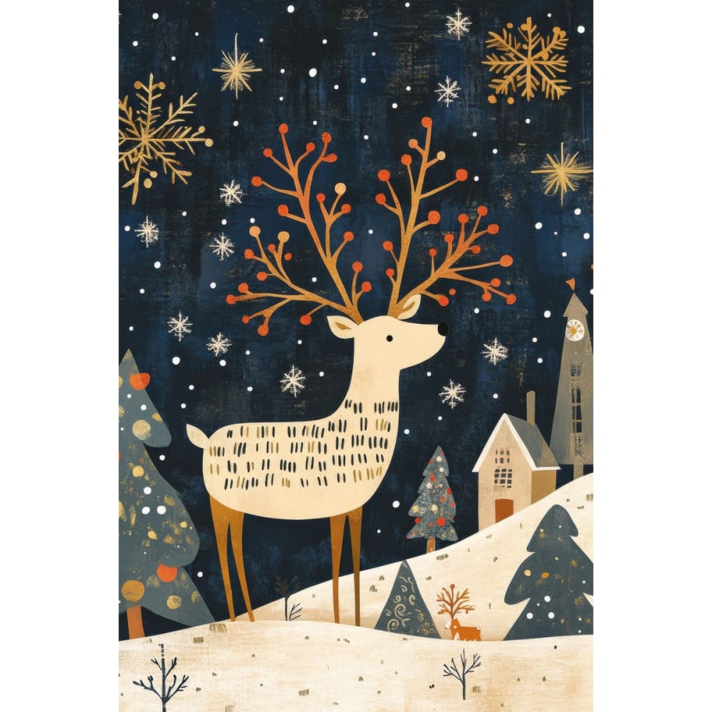 Tableau sur toile cerf noël 30x45 cm