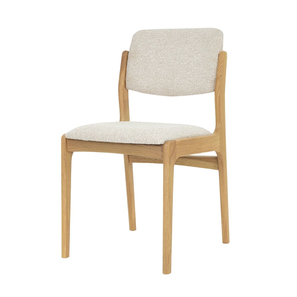 WOODEK Esszimmerstuhl, Massives Eichenholz, beige Sitzfläche style modern - -