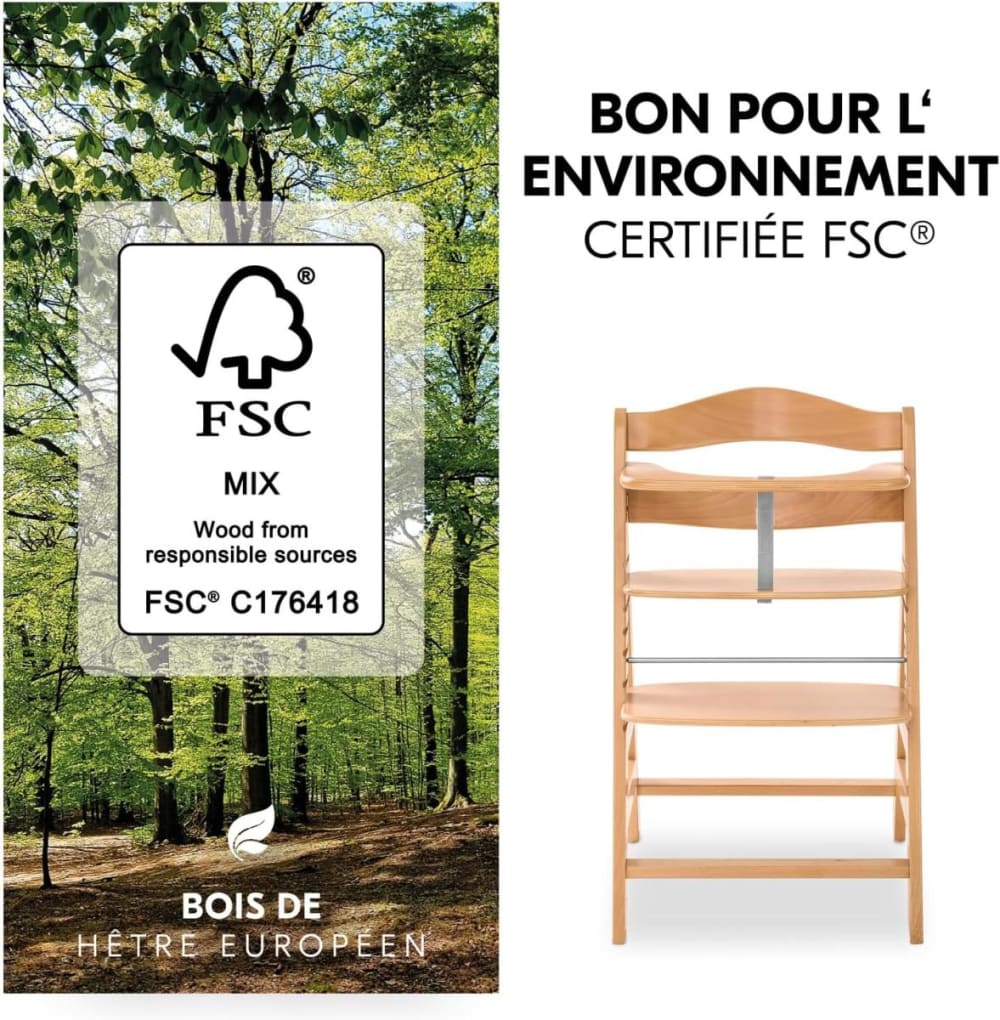 Pack transat + chaise haute – gris naturel (HAUCK) - Image 2