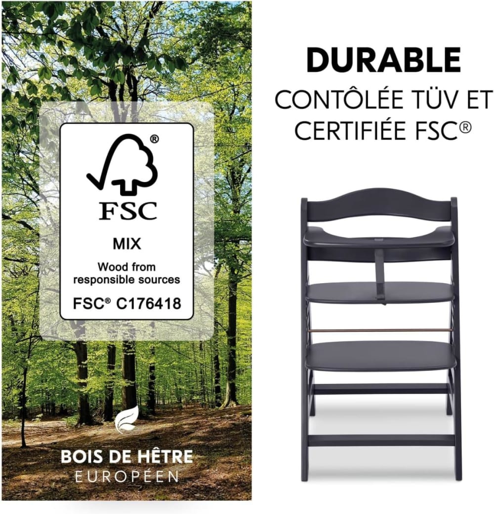 Pack transat + chaise haute – gris foncé (HAUCK) - Image 2