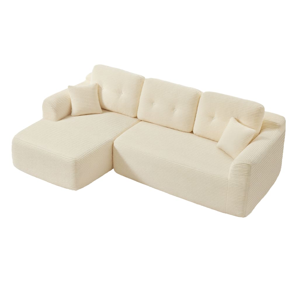 Canapé d’angle modulable 3 places sans montage méridienne gauche blanc