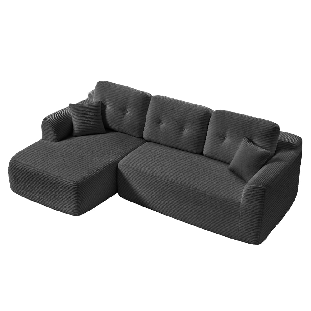 Canapé d’angle modulable 3 places sans montage méridienne gauche gris