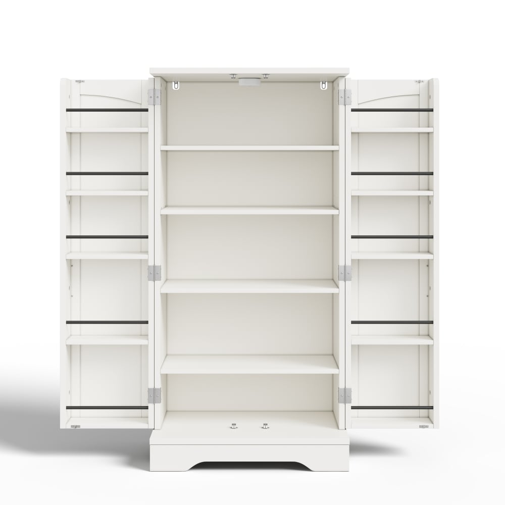 Flieks Hochschrank Mehrzweckschrank mit LED weiß, 120,5x60x40 cm style modern - Holz