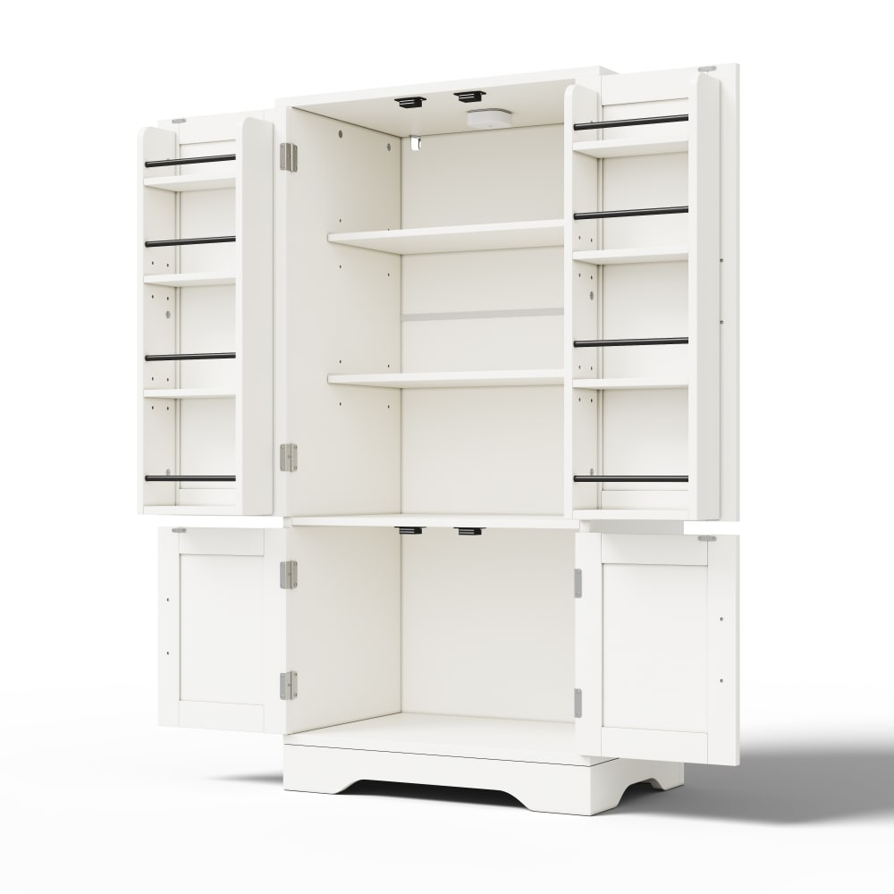 Flieks Hochschrank Küchenschrank mit LED weiß, 120x60x40 cm style modern - Holz