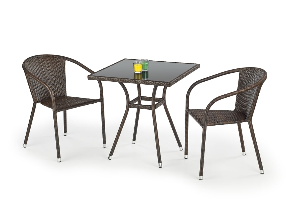 3-teiliges Gartenset aus braunem synthetischem Rattan - Maisons