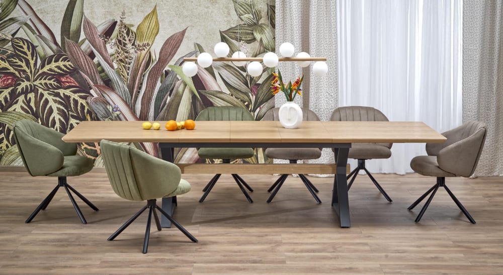 Ausziehbarer Eichentisch für 8/10 Personen 180/300x100 cm -