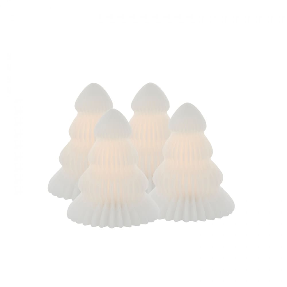 Lot de 4 sapin LED 7cm Blanc