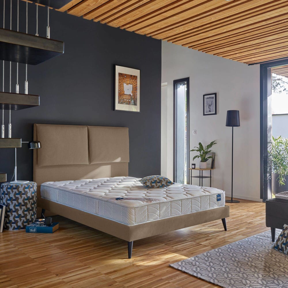 Tête de lit en tissu beige largeur 180 cm