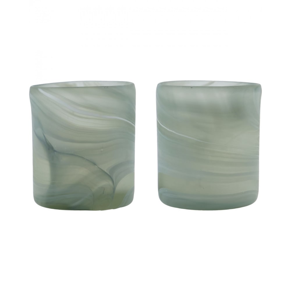 Lot de 2 photophores en verre gris
