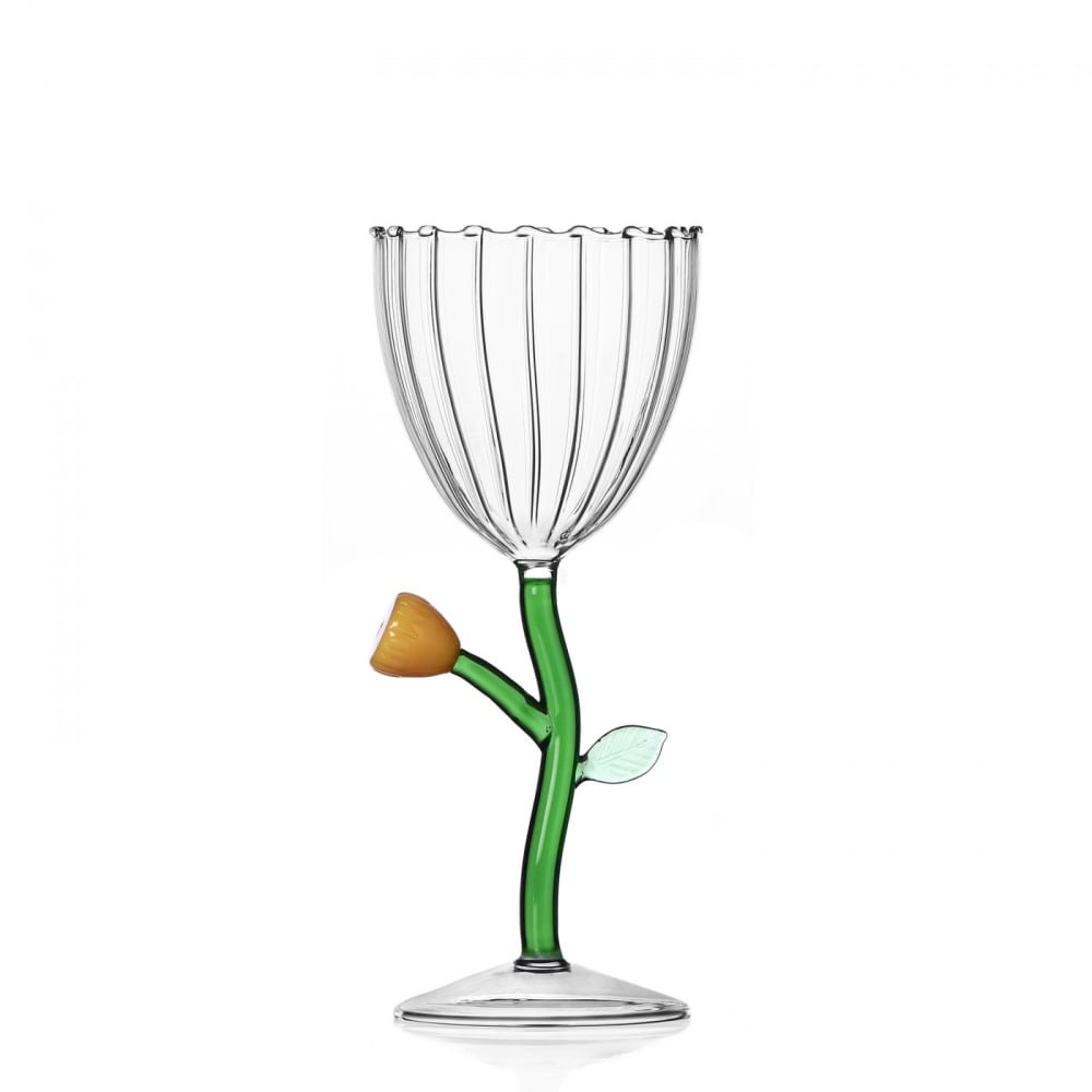 Verre à pied fleur ambre transparente Verre à pied fleur ambre transparente