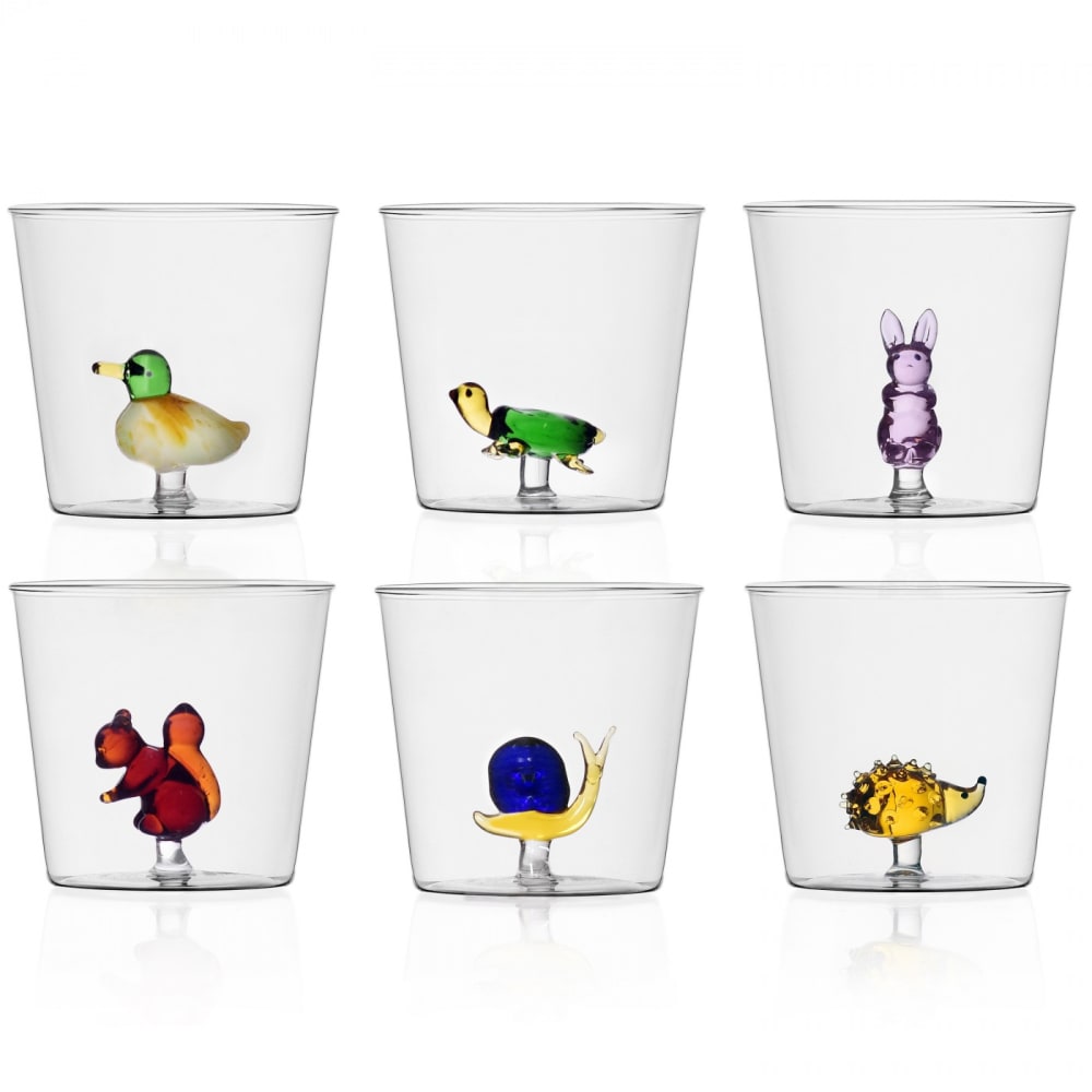 Lot de 6 verres animaux