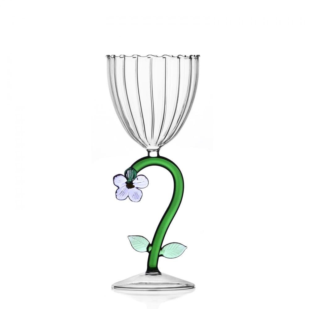 Verre à pied fleur lilas transparente Verre à pied fleur lilas transparente