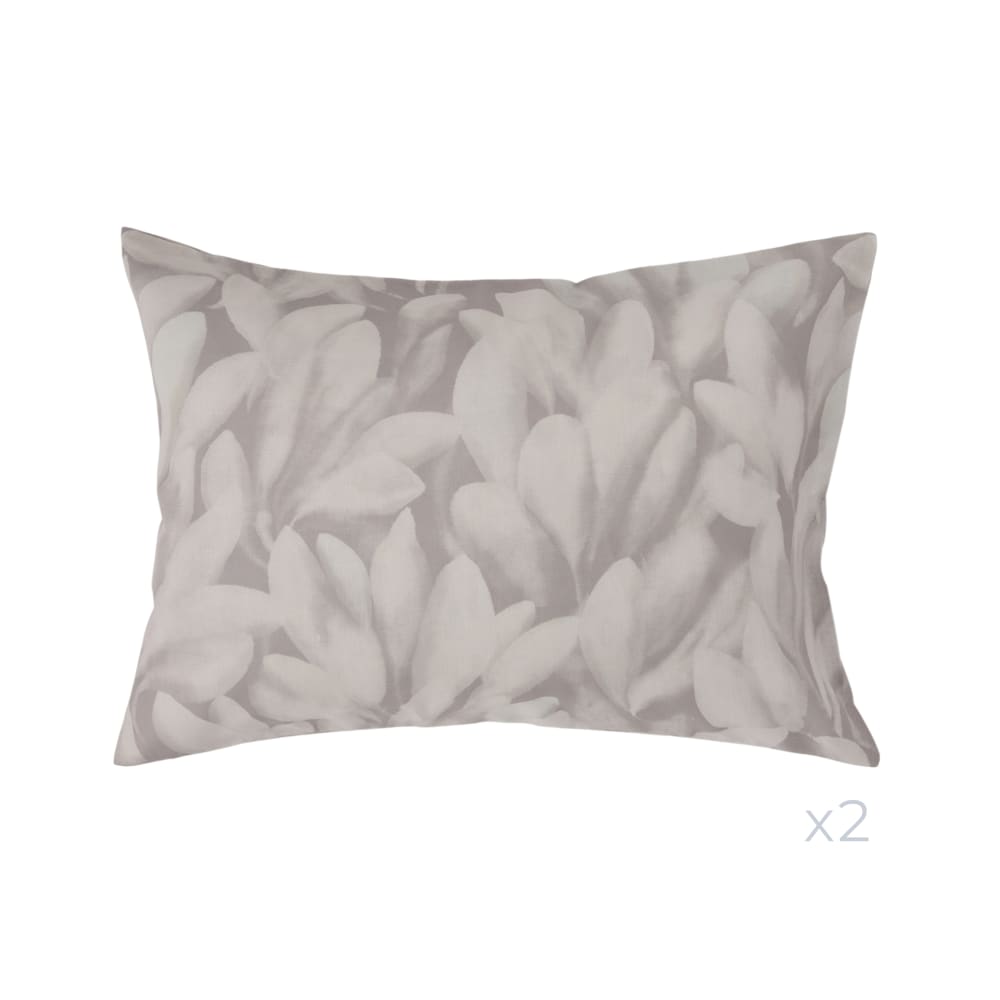 Lot de 2 taies en lin et en coton 50 x 70 cm gris souris/ecru