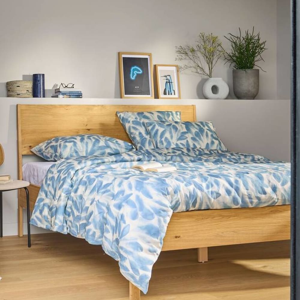 Lot de 2 taies en lin et en coton 50 x 70 cm ecru/bleu gris — vue 3