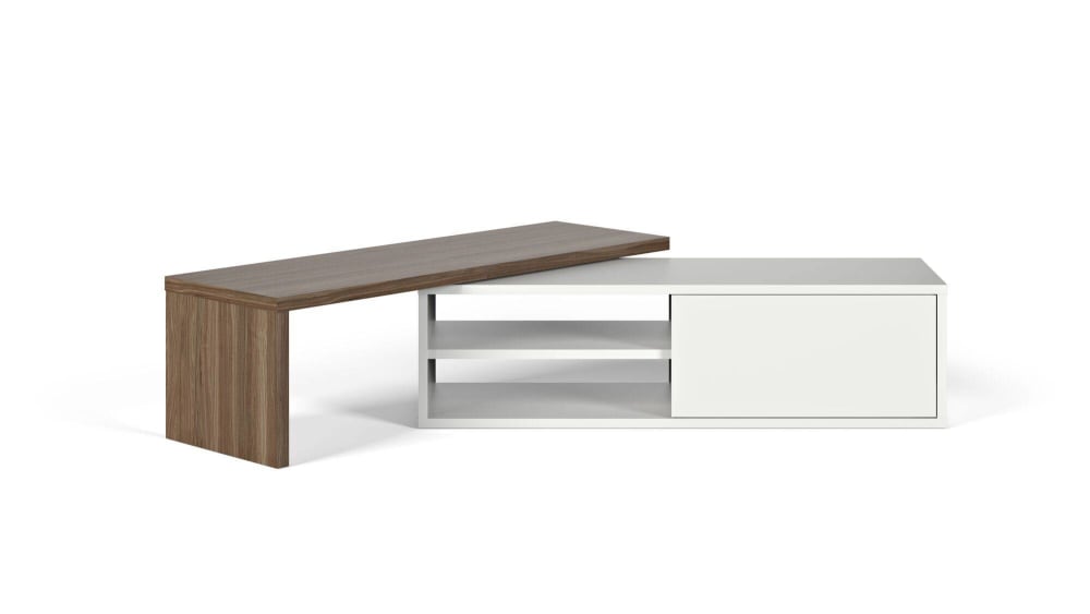 Meuble tv effet bois L203 blanc/noyer