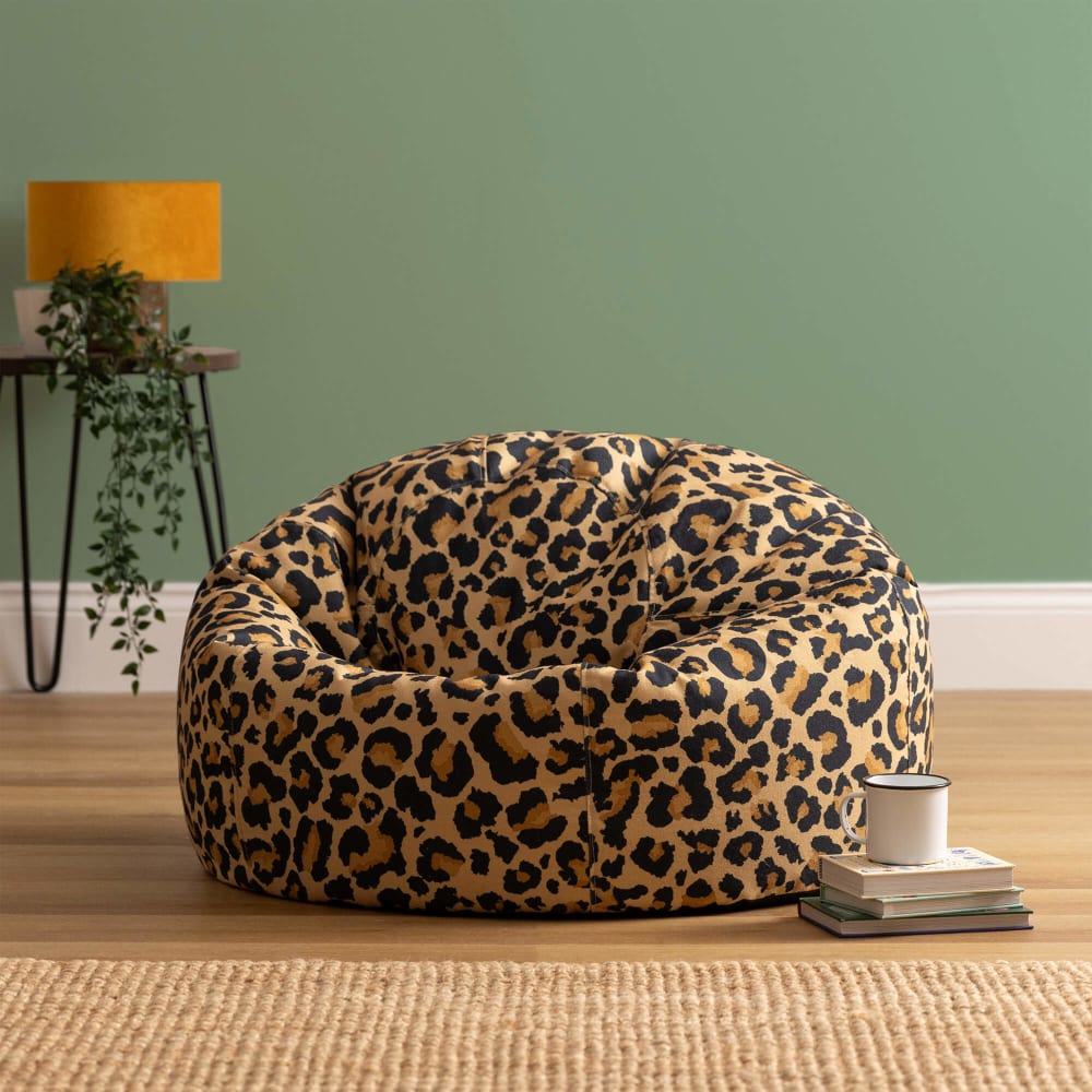 Pouf classique en tissu imprimé léopard