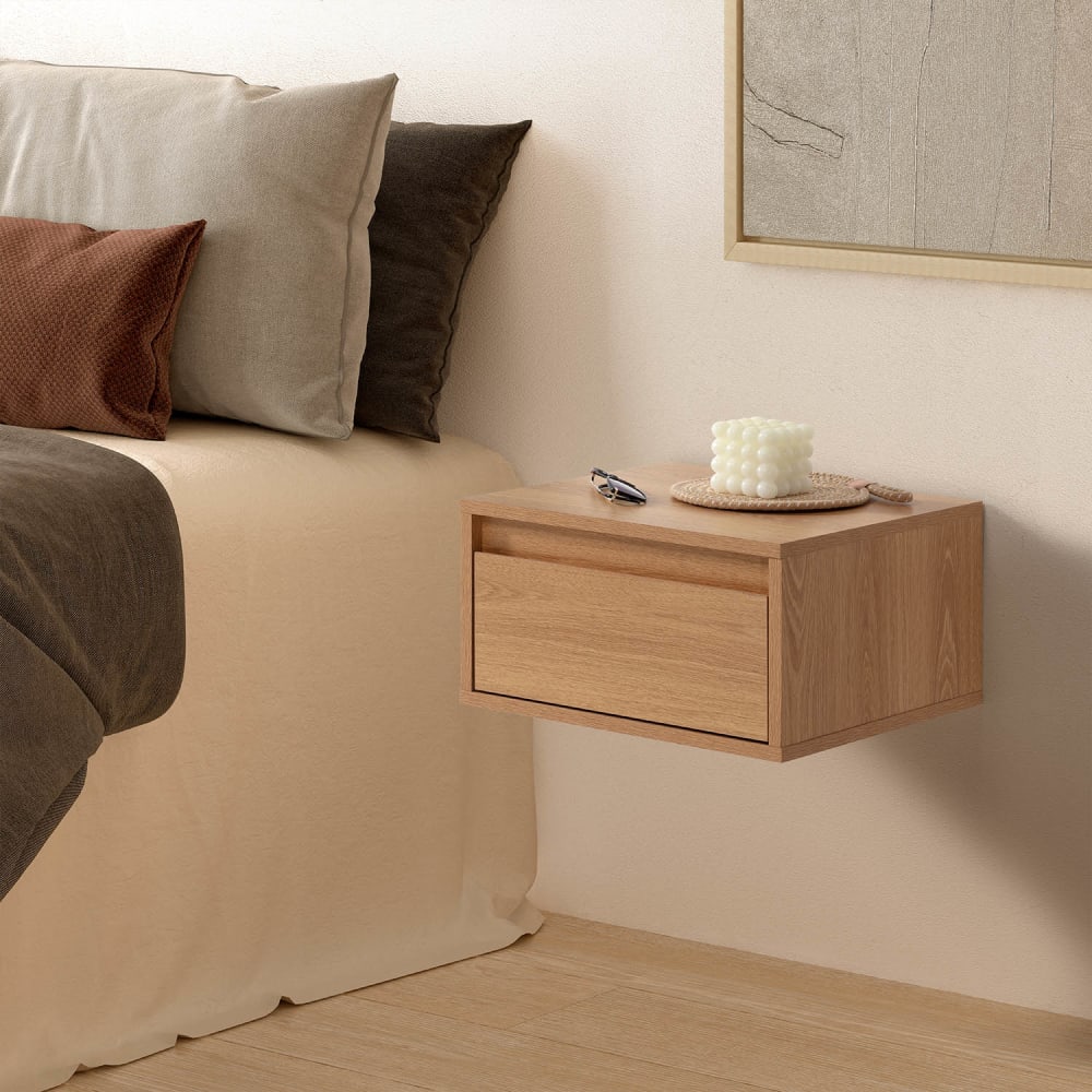 Schwebender nachttisch 1 schublade Eichenfarbe - Maisons Du Monde