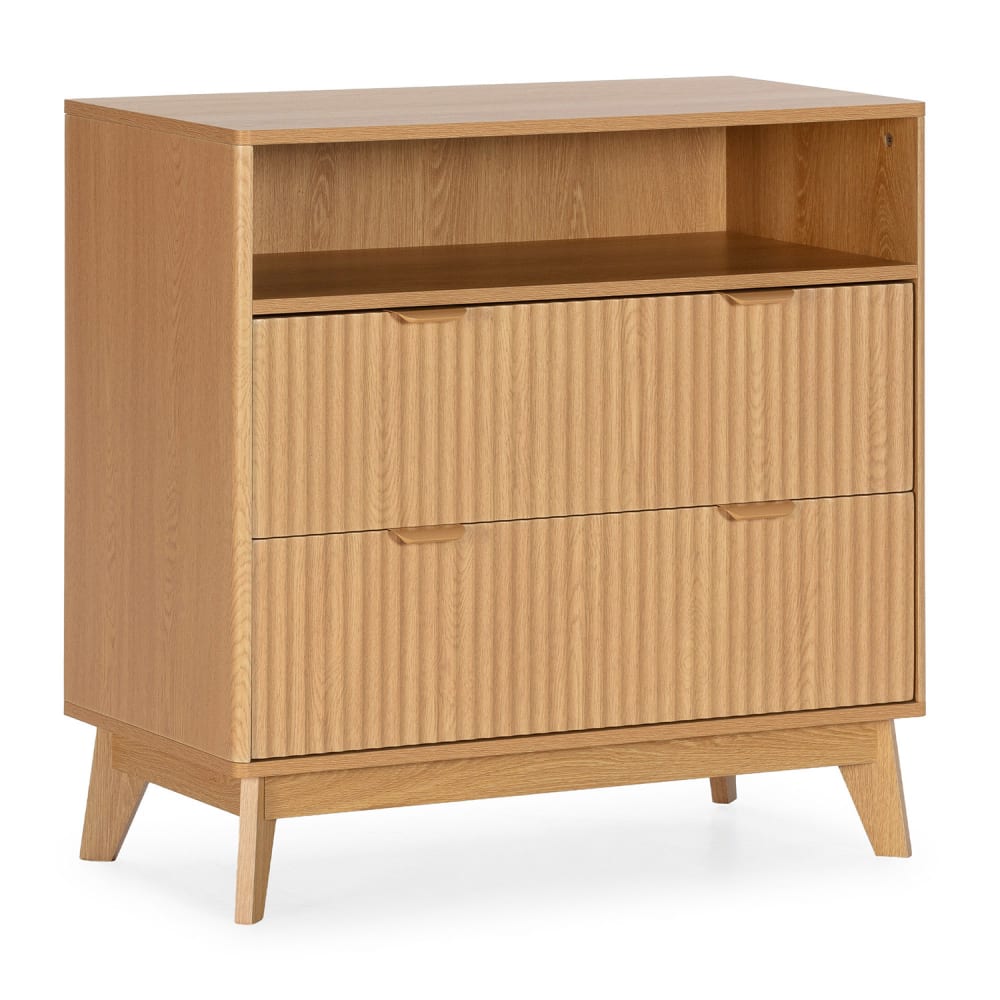 HOMN Kommode 2 Schubladen Eichenfarbe style modern Braun Spanplatte