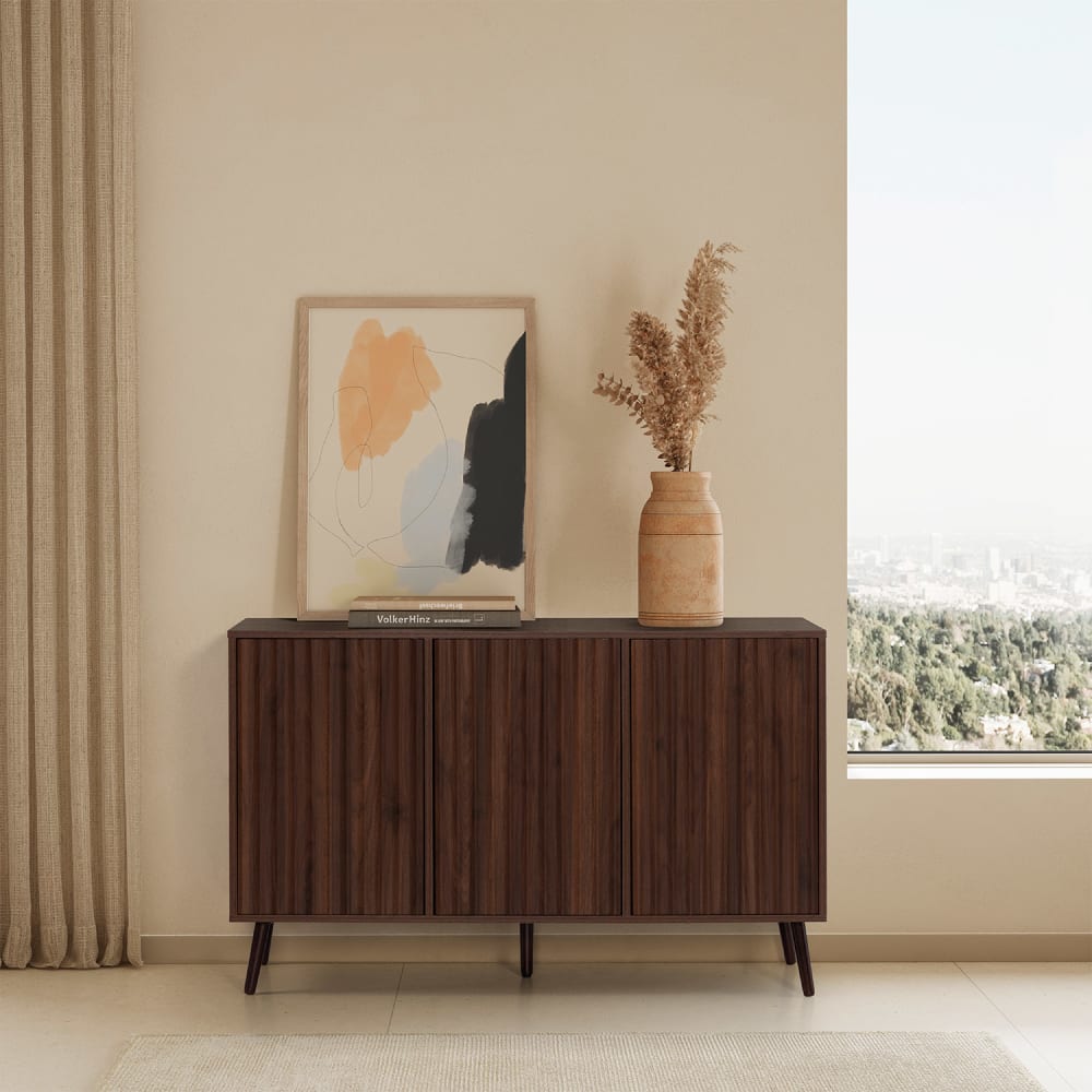 Buffet 3 portes effet noyer