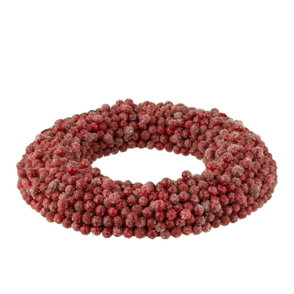 Couronne de baies en résine rouge 45x6x45 cm