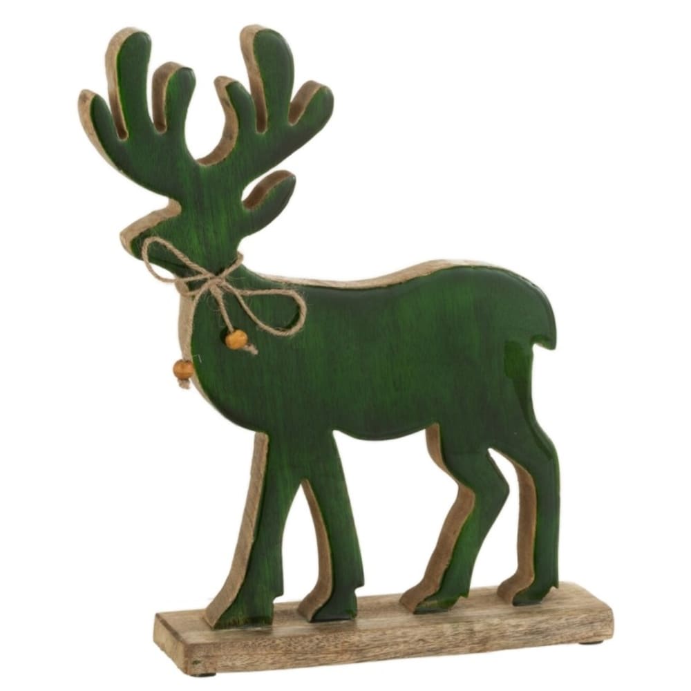 Renne sur socle en bois vert 30x25x5 cm Renne sur socle en bois vert 30x25x5 cm