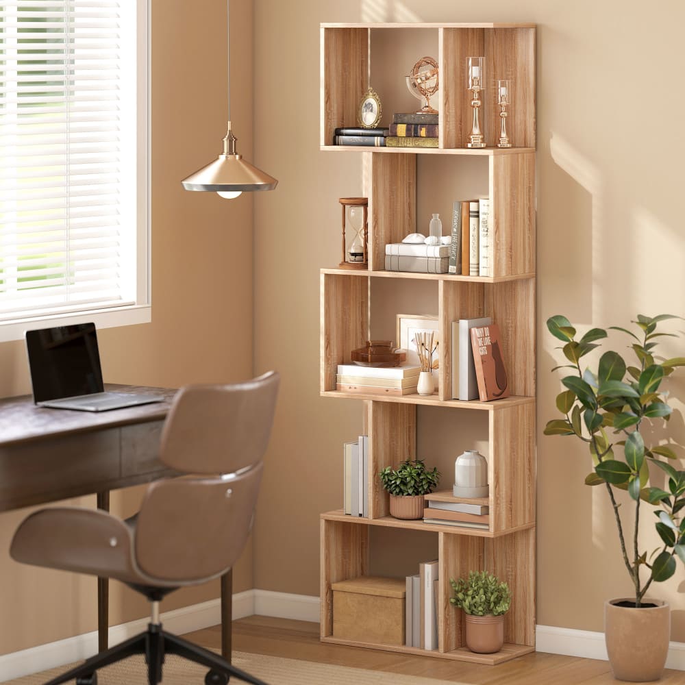 5-stöckige S-Form Holzregal, Naturholzeffekt - Maisons Du Monde