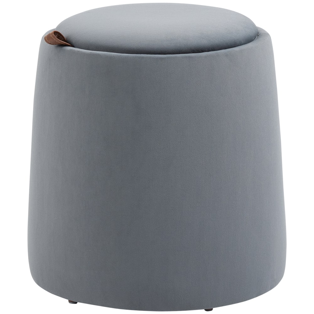 Pouf coffre rangement couvercle réversible velours gris