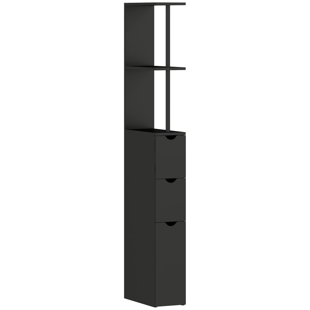 Homcom Badezimmer-Säulenschrank, Schubladen & MDF schwarz - Holz