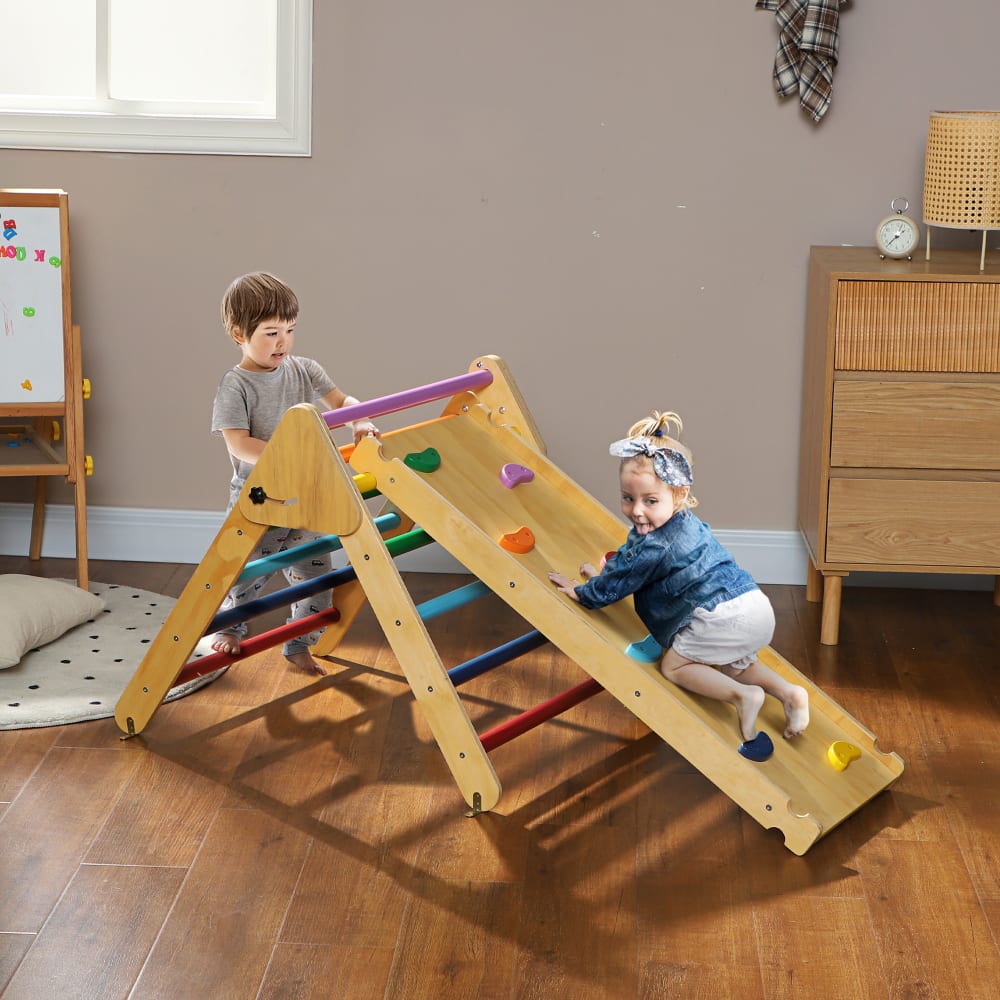 Triangle escalade enfants 3 en 1 rampe double-face pin multicolore