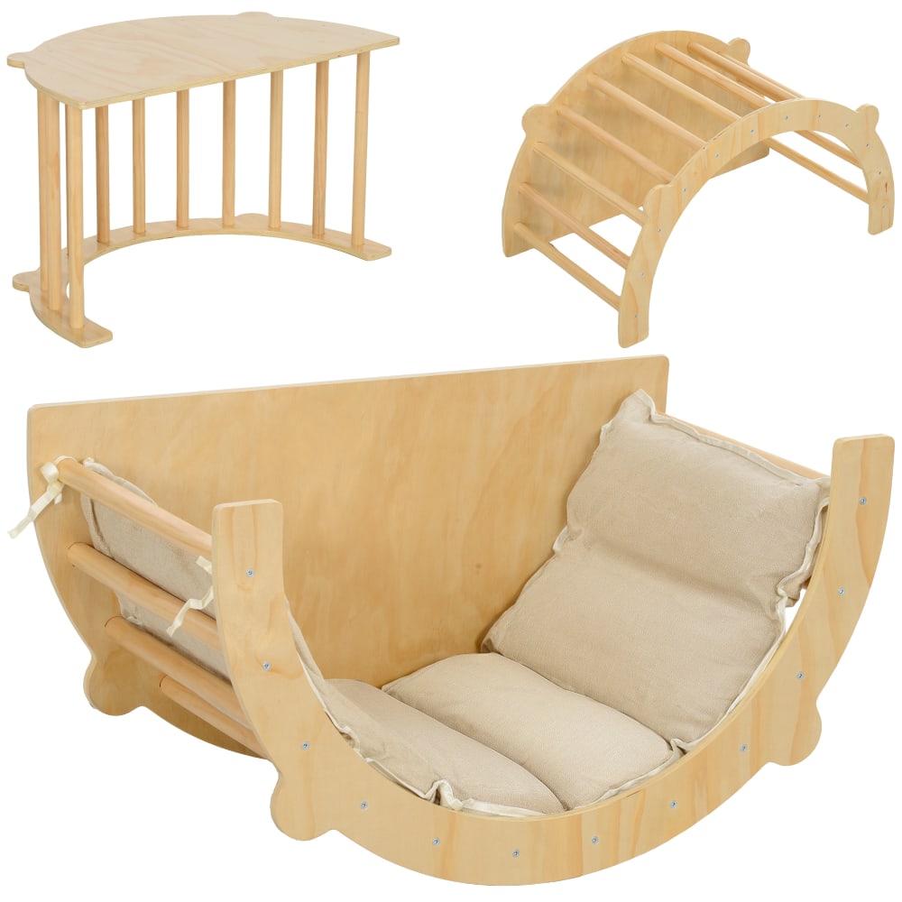 Aiyaplay - Arche escalade enfants 3 en 1 bois naturel