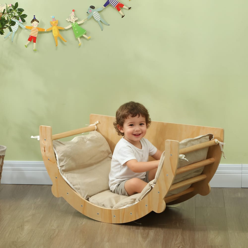 Arche escalade enfants 3 en 1 bois naturel (Aiyaplay) - Image 1