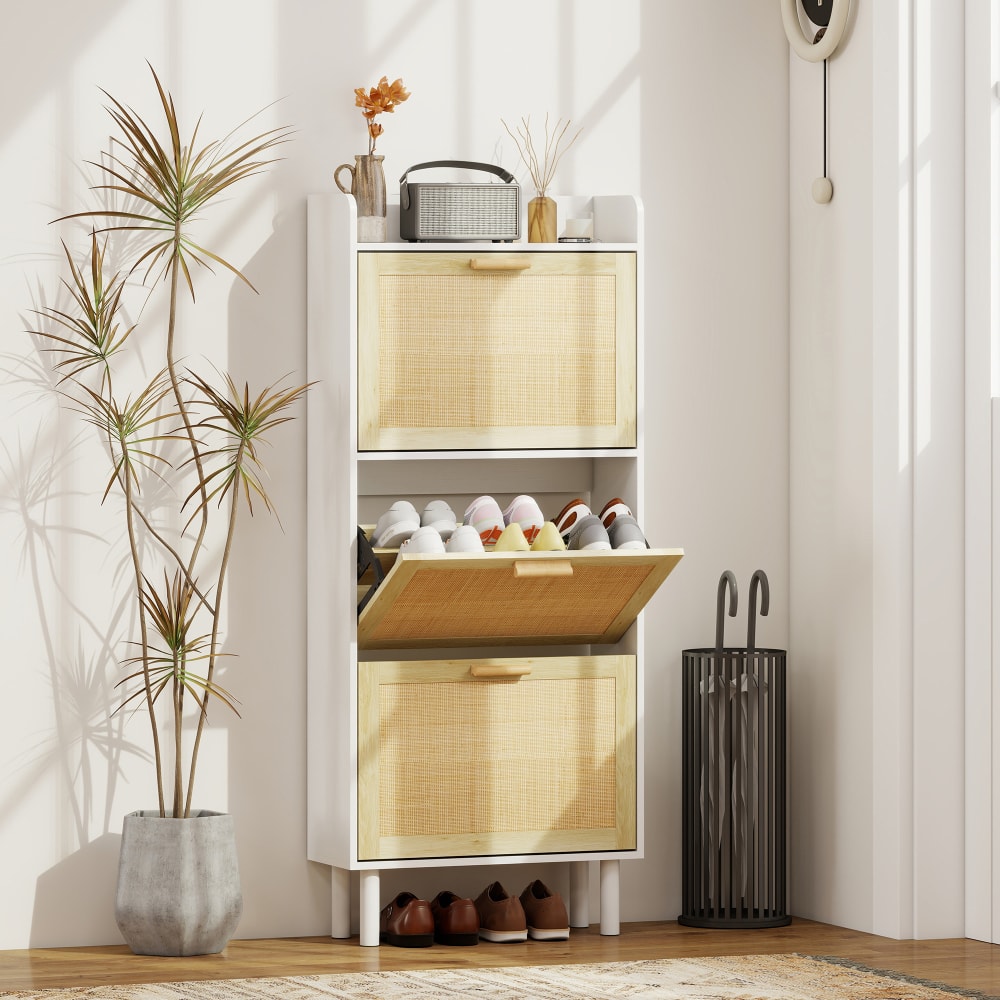 Weißholz-Resineffekt 3-Türer Schuhschrank - Maisons Du Monde