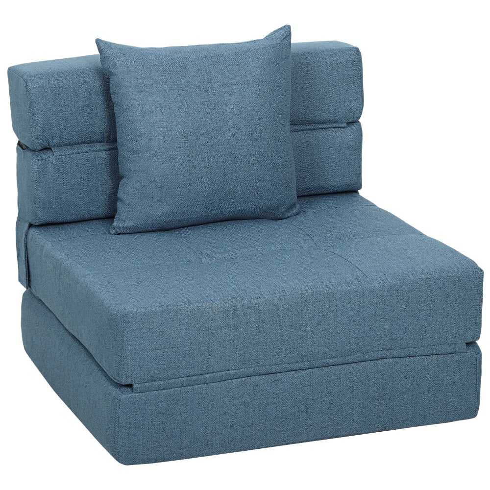 Fauteuil convertible chauffeuse coussin déhoussable tissu bleu foncé