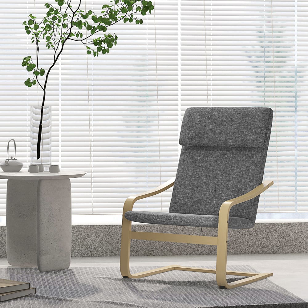 Homcom Wohnsessel mit Rundarmlehnen & Leinenoptik-Kissen, grau style landhaus - Pes - Polyester