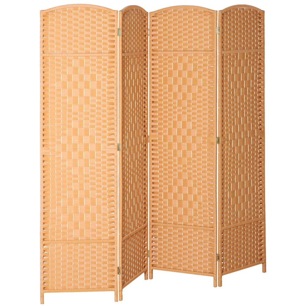 Paravent intérieur pliable 4 panneaux polypropylène bois brun clair — vue 3