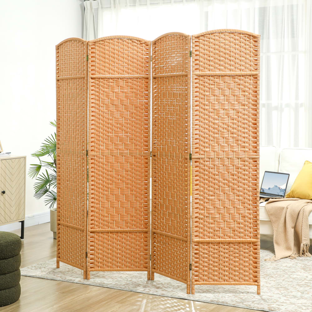 Paravent intérieur pliable 4 panneaux polypropylène bois brun clair — vue 4