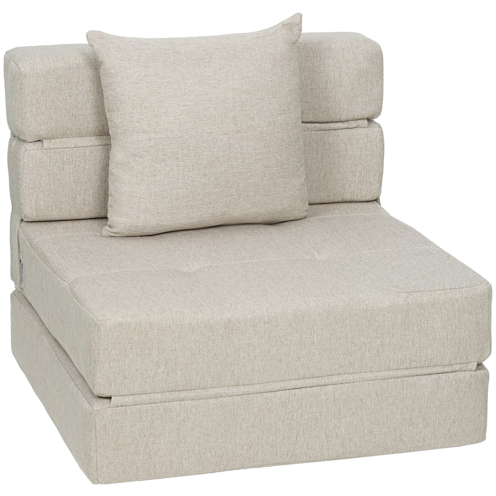 Fauteuil convertible chauffeuse pliable coussin lavable tissu beige