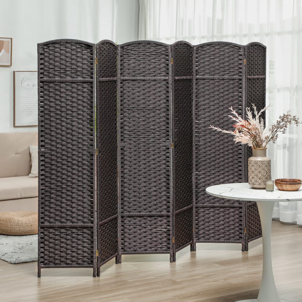 Paravent intérieur 6 panneaux pliable bois marron — vue 3