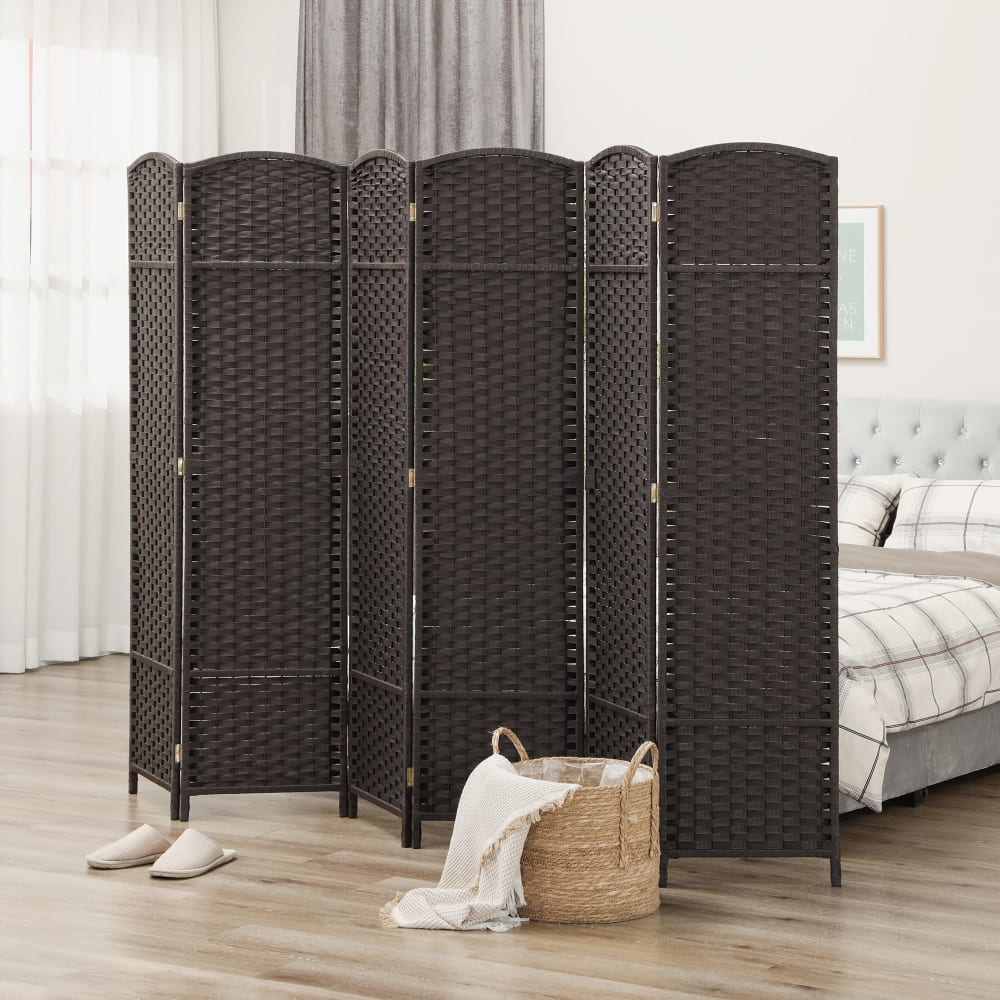 Paravent intérieur 6 panneaux pliable bois marron — vue 4