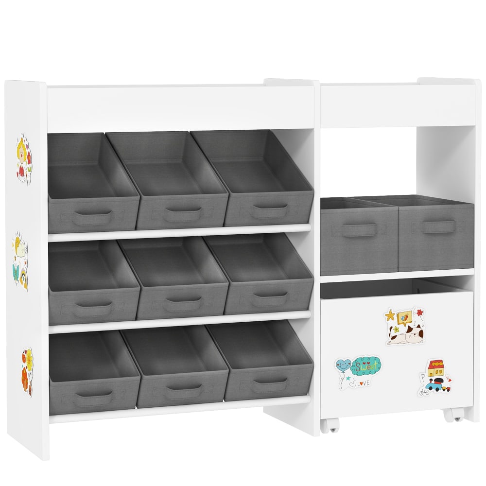 Étagère à jouets pour enfants 11 bacs de rangements en tissu blanc Étagère à jouets pour enfants 11 bacs de rangements en tissu blanc
