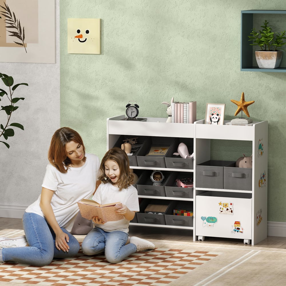 Kinderspielzeug-Regal, 11 Fächer, weißer Stoff - Maisons Du Monde