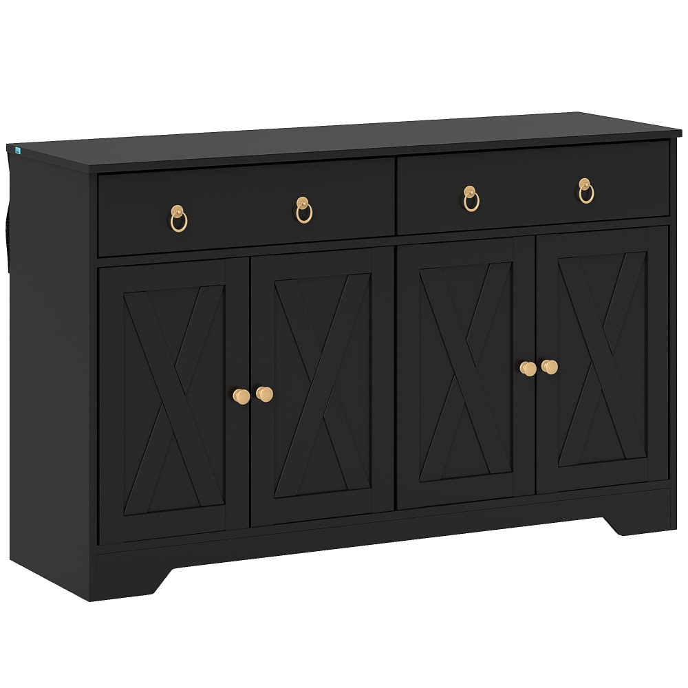 Buffet meuble de rangement armoire de cuisine en bois noir
