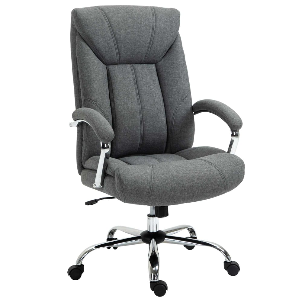Fauteuil de bureau hauteur réglable dossier haut tissu en lin gris