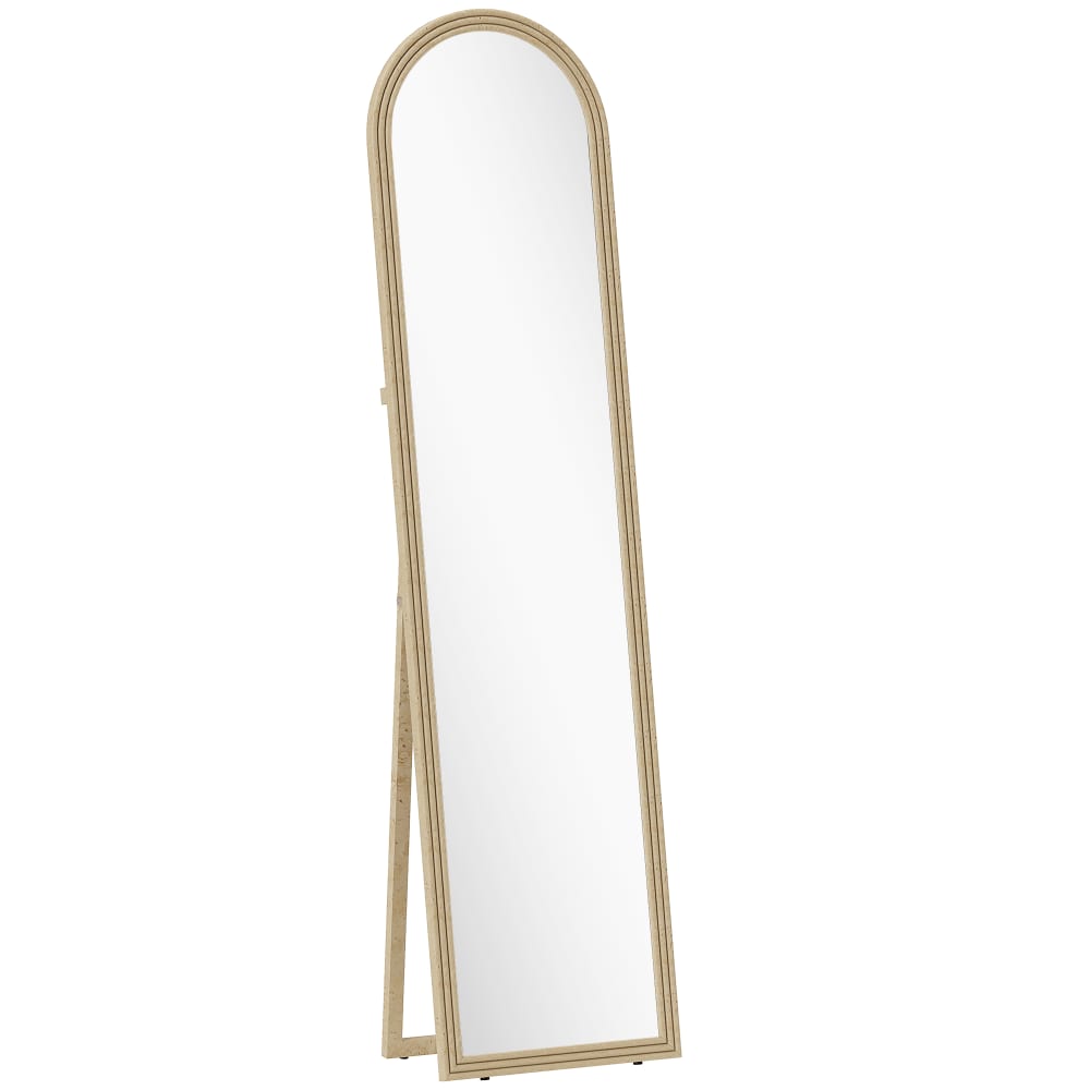 Miroir de sol arqué pleine longueur 40 x 160 cm en verre beige