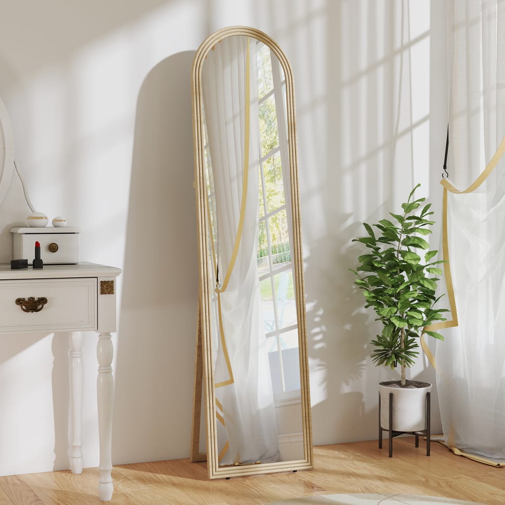 Miroir de sol arqué pleine longueur 40 x 160 cm en verre beige — vue 3