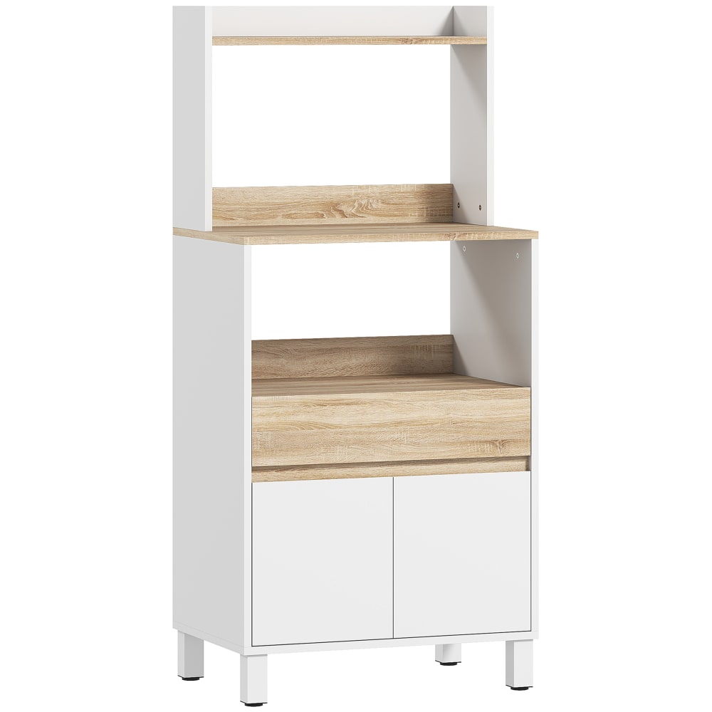 Meuble micro onde placard tiroir bois chêne et blanc Meuble micro onde placard tiroir bois chêne et blanc