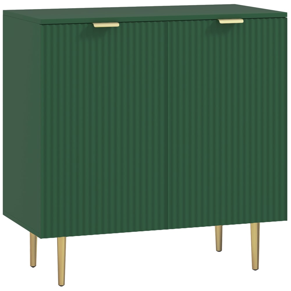 Homcom Olivengrün-Gold-Metall-Riffel-Design-Regal, 2-türig style modern - Holz