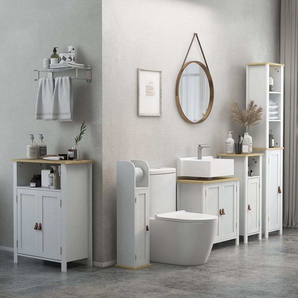 Badezimmer-Papierhalter-Regal, verstellbar & weiß - Maisons Du