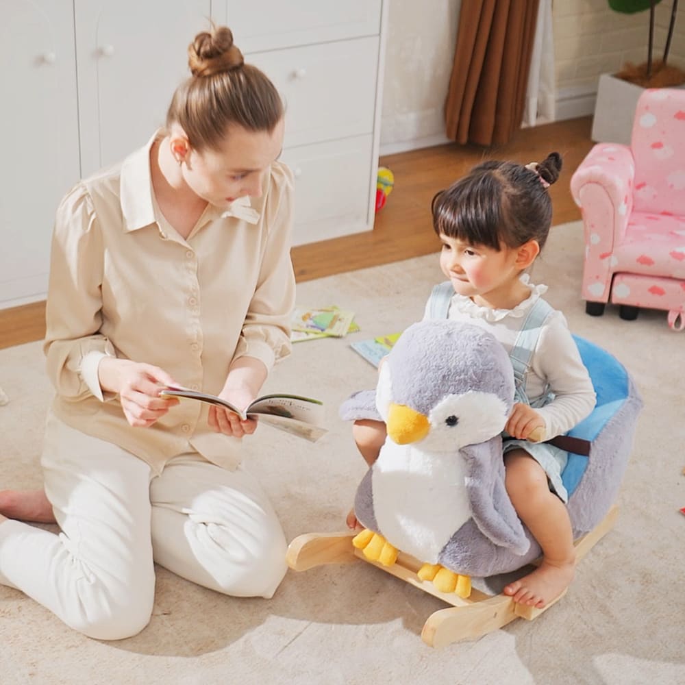 Cheval à bascule pour enfants musique plastique gris